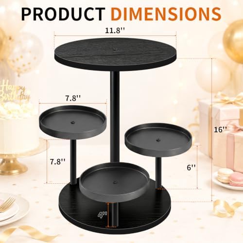 Rotating Cupcake Stand for Halloween, 4-Tier Dessert Display Cake Stand in Black, alternate view 2