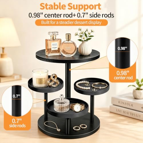 Rotating Cupcake Stand for Halloween, 4-Tier Dessert Display Cake Stand in Black, alternate view 6