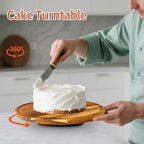 Rotating-Wood-Cake-Stand With Acrylic Dome Lid, Round Wooden Cake Holder Plate With Cover, 2-in-1 Dessert Table, alternate