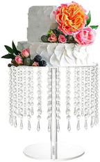 Round Acrylic Cake Stand - Clear Cupcake Stand with Bling Pendants in Clear, alternate view 7