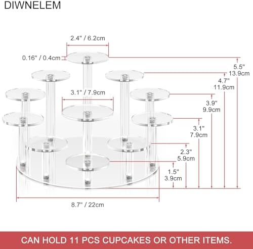 Round Acrylic Jewelry Stand Acrylic Display Riser Stands Dessert Tower Display Tower for Watch, Jewelry, Rings, alternate