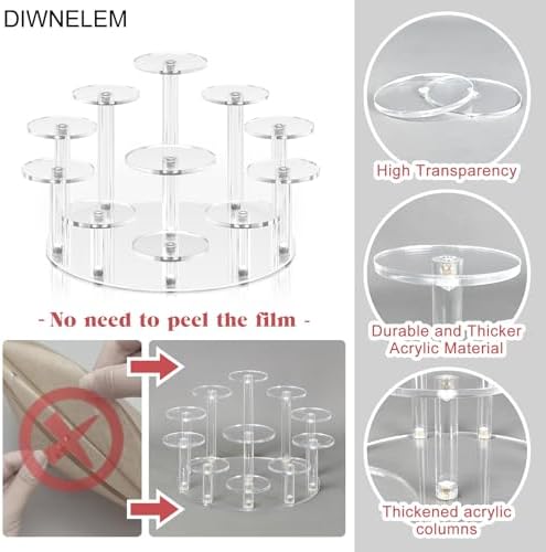 Round Acrylic Jewelry Stand Acrylic Display Riser Stands Dessert Tower Display Tower for Watch, Jewelry, Rings, alternate