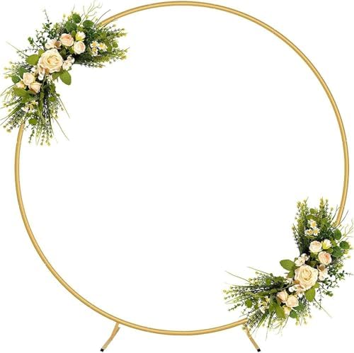 Round Backdrop Stand 6FT, Metal Balloon Arch Frame with Base for Ceremony