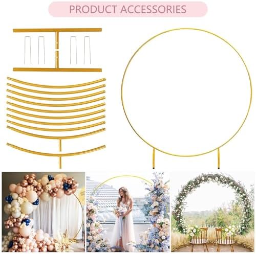 Round Backdrop Stand 6FT, Metal Balloon Arch Frame with Base for Ceremony, alternate view 3