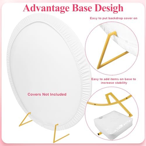 Round Backdrop Stand 7.2FT Gold Metal Circle Balloon Arch Frame, alternate view 5