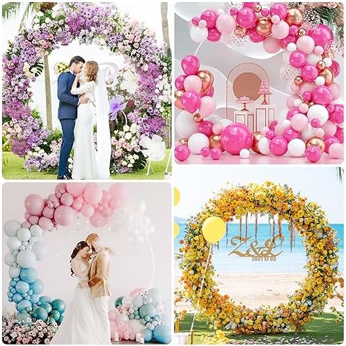 Round Backdrop Stand 7.2FT White Metal Circle Balloon Arch Frame, alternate view 6