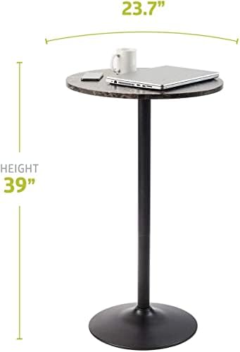 Round Bar and Pub Table with Faux Marble Top and Black Base, 1-Pack, alternate view 2