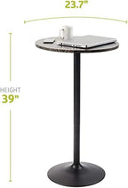 Round Bar and Pub Table with Faux Marble Top and Black Base, 1-Pack, alternate view 2