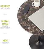 Round Bar and Pub Table with Faux Marble Top and Black Base, 1-Pack, alternate view 3