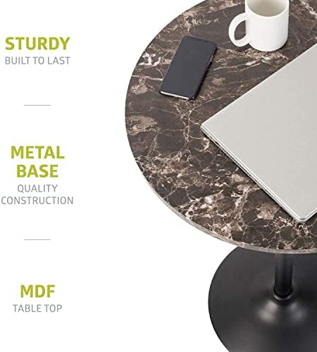 Round Bar and Pub Table with Faux Marble Top and Black Base, 1-Pack, alternate view 3