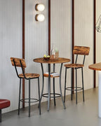 Round Bar Table, 2-Tier High Top & Counter Height Dining Table, for Bistro, Pub, Kitchen, Living Room, Rustic, alternate view
