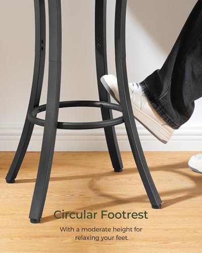 Round Bar Table, 2-Tier High Top & Counter Height Dining Table, for Bistro, Pub, Kitchen, Living Room, Rustic, alternate view