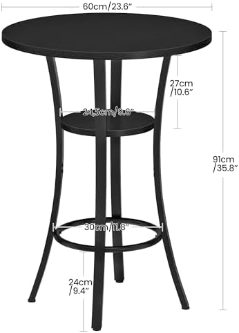 Round Bar Table, 2-Tier High Top & Counter Height Dining Table, Small Kitchen Dining Tables, for Bistro, Pub, alternate view