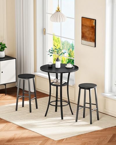 Round Bar Table, 2-Tier High Top & Counter Height Dining Table, Small Kitchen Dining Tables, for Bistro, Pub, alternate view