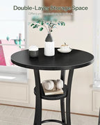 Round Bar Table, 2-Tier High Top & Counter Height Dining Table, Small Kitchen Dining Tables, for Bistro, Pub, alternate view