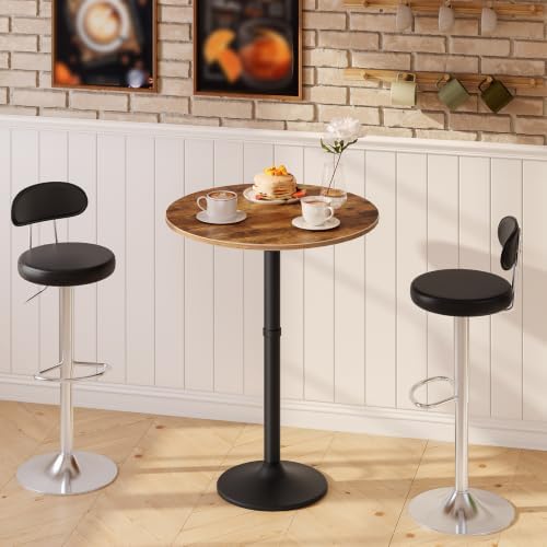 Round Bar Table, 35" Tall Pub Table, Cocktail Table with Base for Narrow Space, Bar Height Table for Kitchen, alternate view