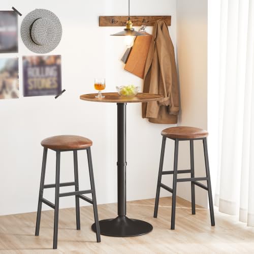 Round Bar Table, 35" Tall Pub Table, Cocktail Table with Base for Narrow Space, Bar Height Table for Kitchen, alternate view
