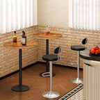 Round Bar Table, 35" Tall Pub Table, Cocktail Table with Base for Narrow Space, Bar Height Table for Kitchen, alternate view