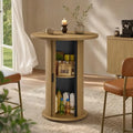Round Bar Table, 39.6" H Wood Bistro Pub Table with Storage Space