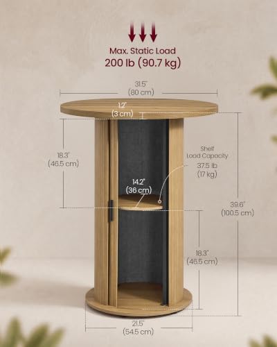 Round Bar Table, 39.6" H Wood Bistro Pub Table with Storage Space, alternate view 2