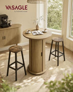 Round Bar Table, 39.6" H Wood Bistro Pub Table with Storage Space, alternate view 3