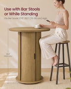 Round Bar Table, 39.6" H Wood Bistro Pub Table with Storage Space, alternate view 6
