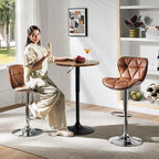 Round Bar Table, Adjustable 27.5-36" Height, Swivel Top, Brown in Brown, alternate view 2
