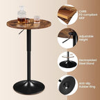 Round Bar Table, Adjustable 27.5-36" Height, Swivel Top, Brown in Brown, alternate view 6