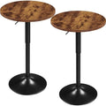 Round Bar Table Set of 2, Adjustable 27.5-36" Height, Brown in Brown