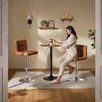 Round Bar Table Set of 2, Adjustable 27.5-36" Height, Brown in Brown, alternate view 4