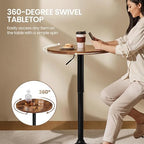 Round Bar Table Set of 2, Adjustable 27.5-36" Height, Brown in Brown, alternate view 6