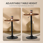 Round Bar Table Set of 2, Adjustable 27.5-36" Height, Brown in Brown, alternate view 7
