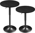 Round Bar Table Set of 2, Adjustable 27.5-36" Height, Full Black