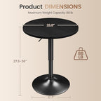 Round Bar Table Set of 2, Adjustable 27.5-36" Height, Full Black, alternate view 3
