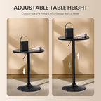 Round Bar Table Set of 2, Adjustable 27.5-36" Height, Full Black, alternate view 4