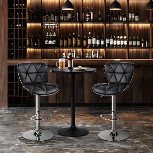 Round Bar Table Set of 2, Adjustable 27.5-36" Height, Full Black, alternate view 7