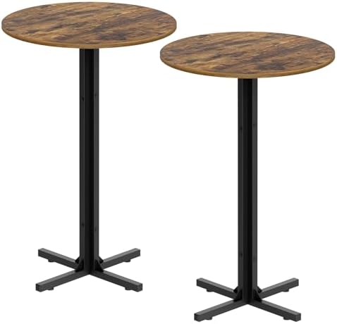 Round Bar Table Set of 2, Counter Height Pub Table, Bar Height Cocktail Table, Versatile Use, for Dining Room