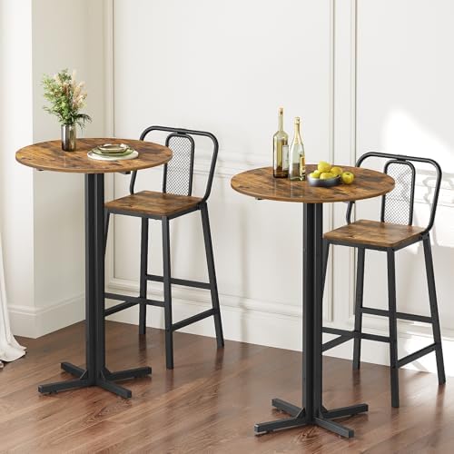 Round Bar Table Set of 2, Counter Height Pub Table, Bar Height Cocktail Table, Versatile Use, for Dining Room, alternate view