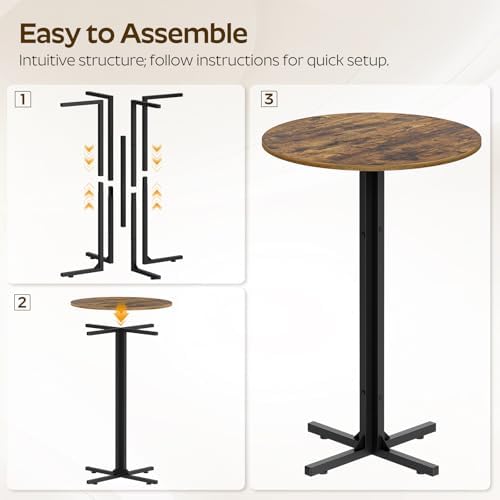 Round Bar Table Set of 2, Counter Height Pub Table, Bar Height Cocktail Table, Versatile Use, for Dining Room, alternate view