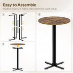 Round Bar Table Set of 2, Counter Height Pub Table, Bar Height Cocktail Table, Versatile Use, for Dining Room, alternate view