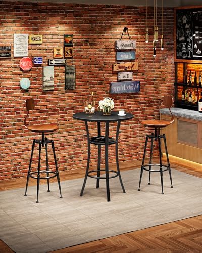 Round Bar Table, Set of 2 Small Kitchen Dining Tables, 2-Tier High Top & Counter Height Dining Table, for, alternate view 2