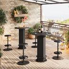 Round Bar Table with Chairs, Industrial Bistro Sets with 2 barstools, Pub Cocktail Table with Metal Ring, alternate view 6
