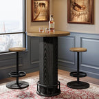 Round Bar Table with Chairs Set of 2, Industrial Bistro Sets with 2 barstools, Pub Cocktail Table with Metal, alternate view