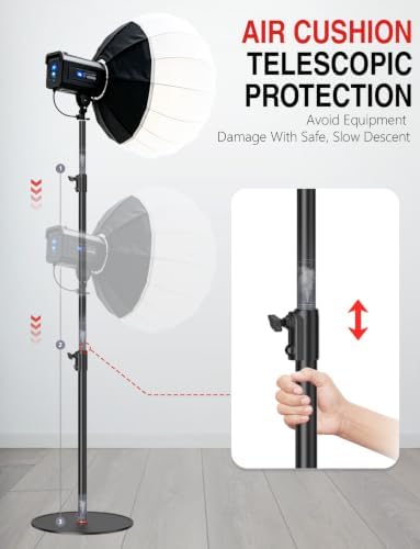 Round Base Light Stand, 79" Heavy Duty Monopod for Camera, Lights, Webcam, Live Streaming, Vlogging, 22 LBS, alternate view 3