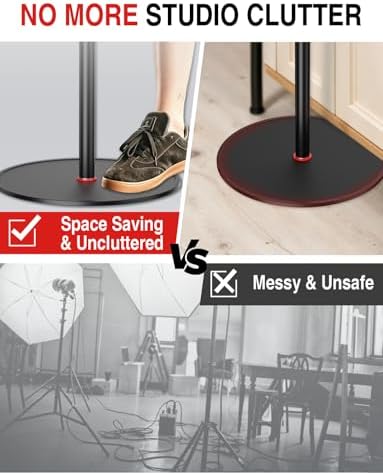 Round Base Light Stand, 79" Heavy Duty Monopod for Camera, Lights, Webcam, Live Streaming, Vlogging, 22 LBS, alternate view 4