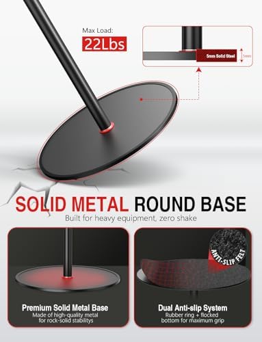 Round Base Light Stand, 79" Heavy Duty Monopod for Camera, Lights, Webcam, Live Streaming, Vlogging, 22 LBS, alternate view 5