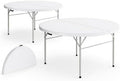 Round Bi-Fold Folding Table, 60 Inch, Granite White, Plastic Top with Alloy Steel Frame, for Banquets, Catering