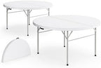 Round Bi-Fold Folding Table, 60 Inch, Granite White, Plastic Top with Alloy Steel Frame, for Banquets, Catering