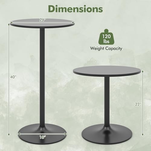 Round Bistro Table, Height Adjustable Bar Height Cocktail Table, alternate view 3