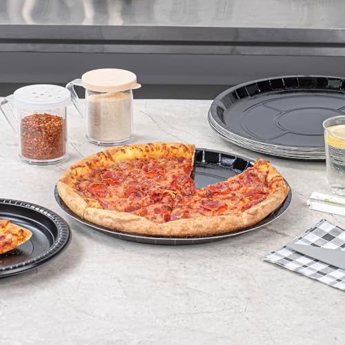 Round Black Paperboard Pizza Tray, 12 In, 25 Pack in 12" -25 in Black, alternate view 4